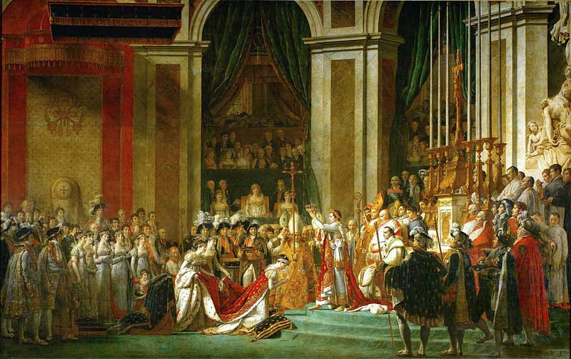 Pintura de Napoleón Bonaparte siendo coronado Emperador en la Catedral de Notre-Dame de París